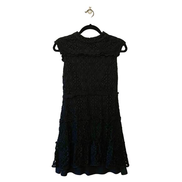 Julia Jordan S little black dress lace goth Victorian floral flamenco turtleneck - Picture 1 of 8